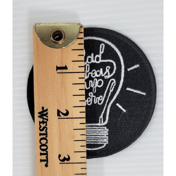 Rad Ideas Up Here Lightbulb Patch 3" Sew On Hats Caps Jeans Jackets Backpacks - Picture 3 of 3